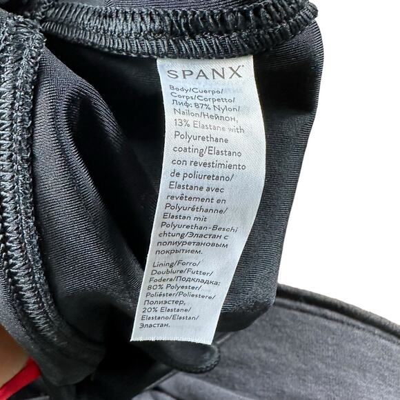 SPANX Black Faux Leather Leggings Slimming Casual Classy Women's Medium Petite - Picture 4 of 6